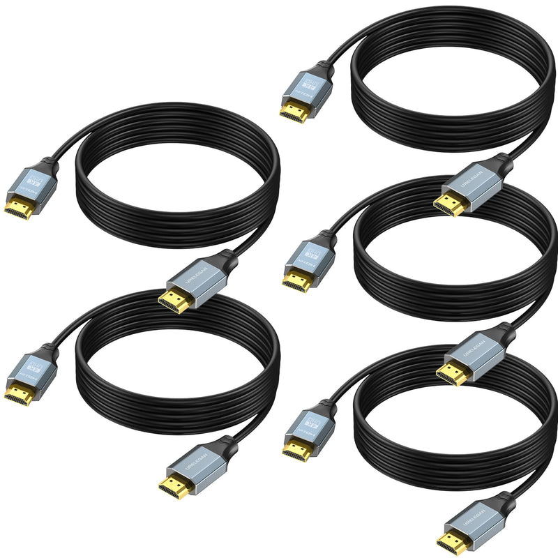 10 FT HDMI Cable 5-Pack, High Speed 4K HDMI Cord 10FT, HDMI to HDMI 2.0 Cable with 4K@60Hz, 2K@165/144/120Hz,1080P, 3D, HDR, HDCP 2.2, ARC & CL3 Rated | for Laptop, Monitor, TV, Game, Soundbar & More Grey
