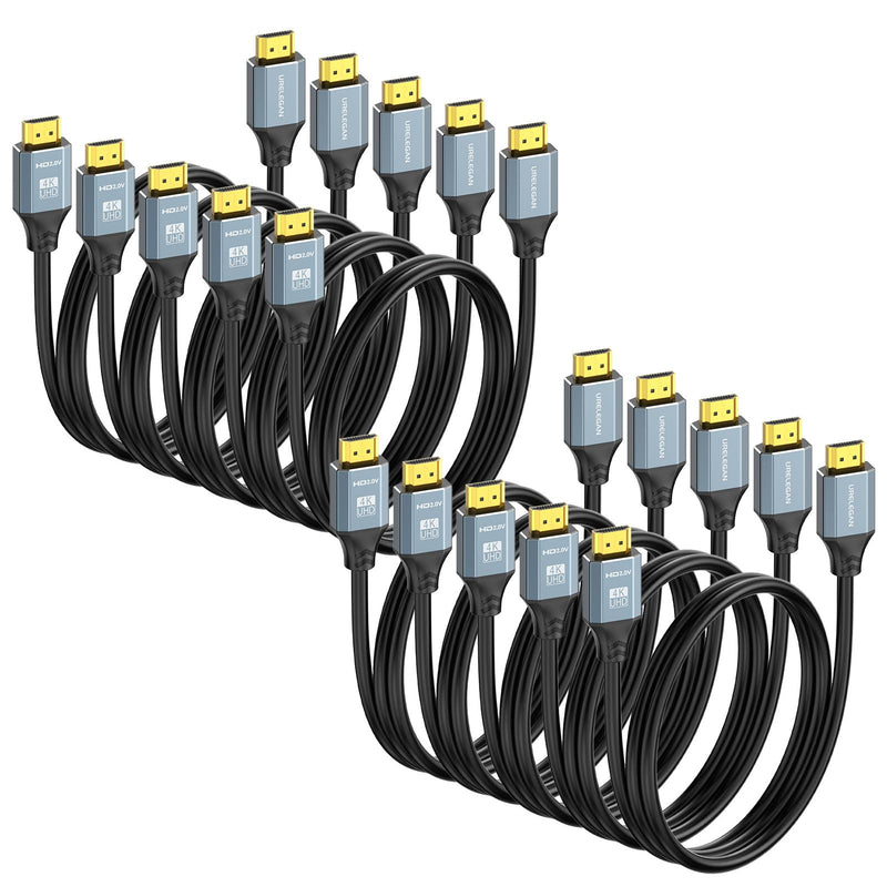3 FT HDMI Cable 10-Pack, High Speed 4K HDMI 2.0 Cord Pack 3FT, HDMI Computer Monitor TV Cable 4K@60Hz, 2K@120Hz,1080P with Ethernet/ARC, 3D, HDCP 2.2-Compatible with Roku/LG/PS5/Xbox /Switch/Soundbar Grey