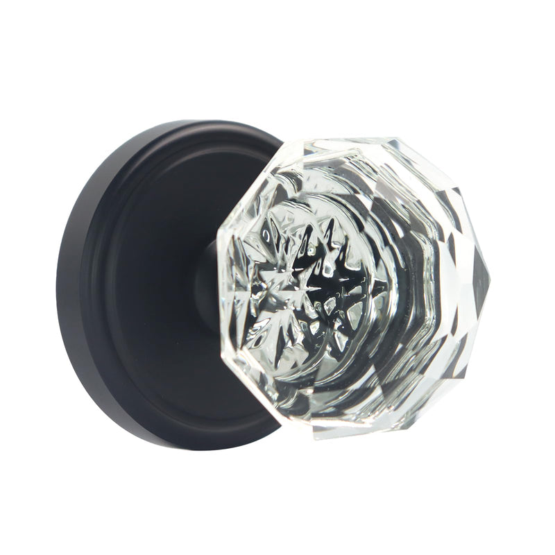 Crystal Door Knobs 1 Pack, Passage Glass Door Handles Interior Levers Black Antique Clear for Bedroom Study Laundry Room Entrance Hall, Stain Decorative