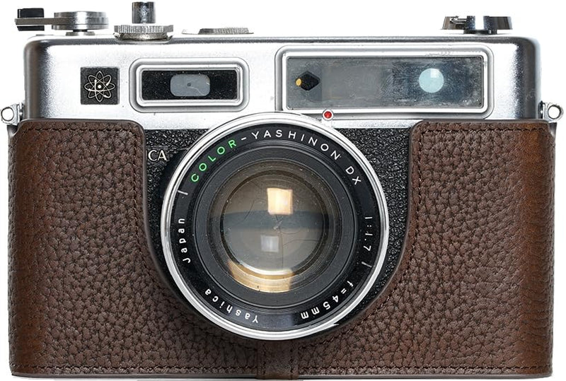 Electro 35 GSN Case, Handmade Genuine Real Leather Half Camera Case Bag Cover for Yashica Electro 35 GSN Film Camera With Hand Strap (Coffee) Coffee