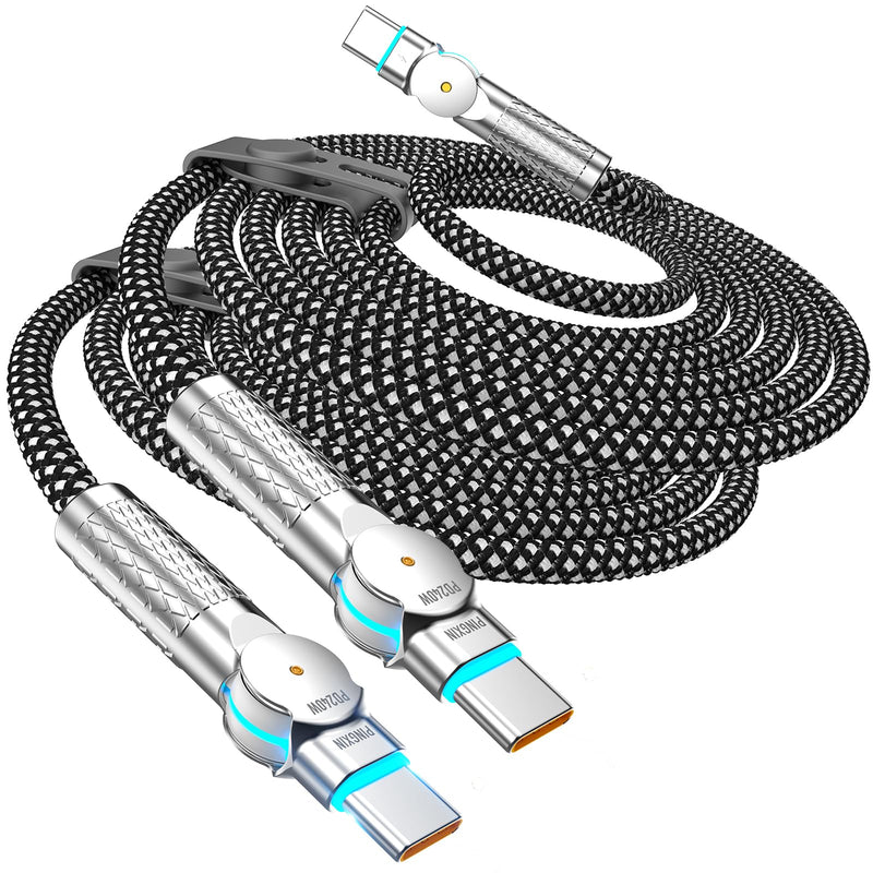 USB C to USB C Cable10ft,240W 2-Pack Braided 180°Rotating Type C Charging CableFast Charge for iPhone 16/16Pro/16Plus/16ProMax,MacBook Air,iPad Pro,Pixel,Samsung Galaxy S23/S24 Ultra-Black 10FT
