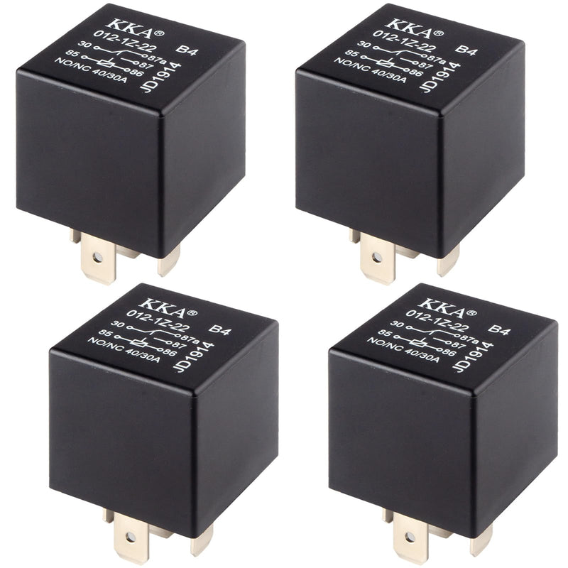 4 PCS Relays, 5 Pin Relay, 40A Waterproof Car Relays, 12V Relay Switch for Electric Cooling Fans, Motor Starters, Automotive Taillights
