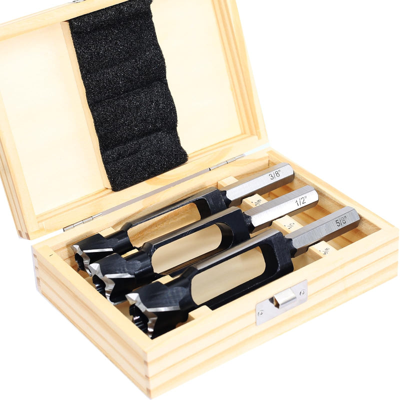 3PCS Wood Plug Cutters Set, Wood Tenon Maker Dowel Pocket Hole Plug Cutters, Woodworking Drill Bit, Suiatble for Making 3/8" 1/2" 5/8" Wood Dowel Pins- (Wood Plug Cutters) 3PCS Wood Plug Cutter