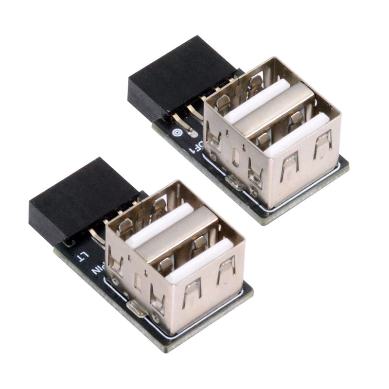 xiwai 2pcs/lot 9Pin 10Pin Header Motherboard Internal to Dual USB 2.0 Female Adapter Converter Horizontal Type High Speed 480 Mbps for Laptops, Tablets