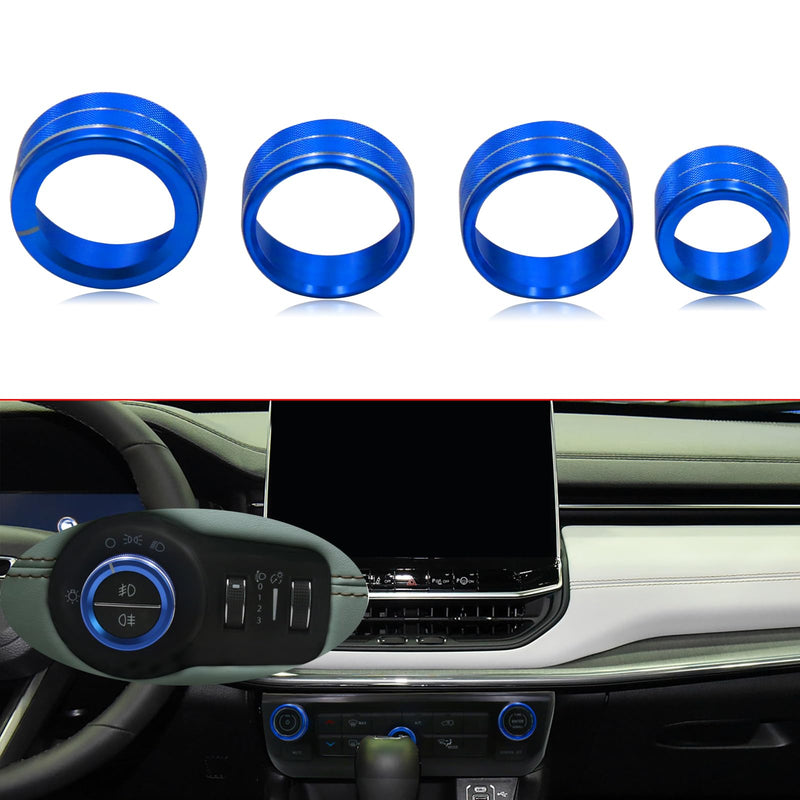 Fits for Jeep Compass 2022-2025 Headlight Air Conditioner Knob Trim Auto Parts(Compass,Blue) blue