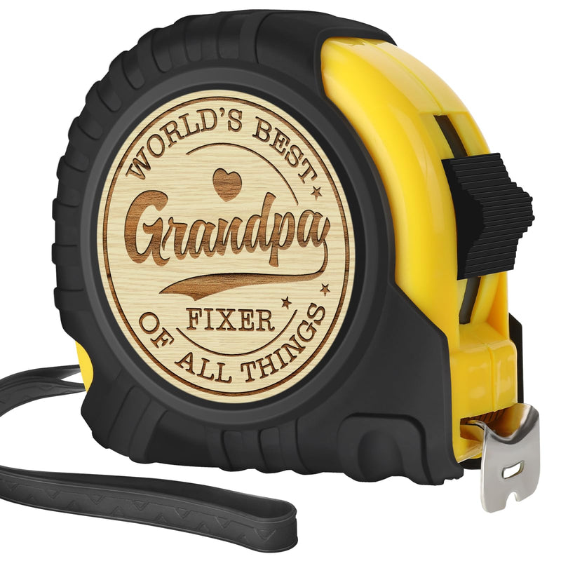 Fathers Day Grandpa Gifts from Granddaughter Grandson - Ideal Father's Day Birthday Grandparents Day Gifts for Grandpa Grandfather from Grandkids - Funny Engraved Tape Measure 25 FT Ideas Grandpa Tape Measure