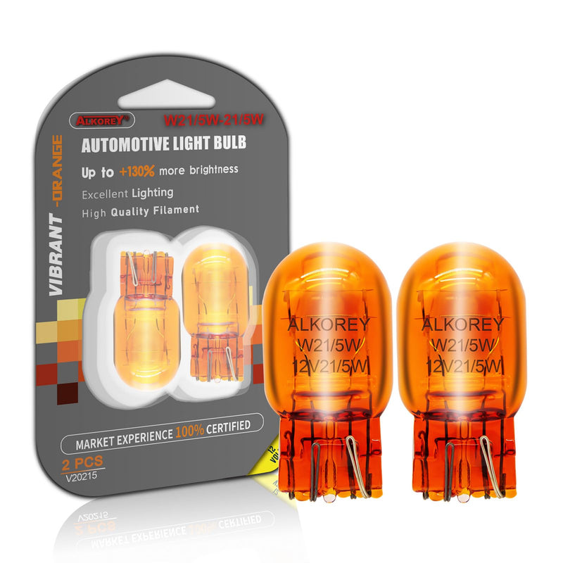 ALKOREY-T20 W21/5W 7443 Turn Signal Bulbs,2100K Amber 12V 21/5W Automotive Light Bulb,Car Mini Lamps,Ideal for Parking,2 Pack 7443NA
