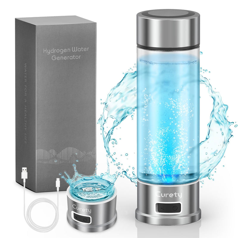 Hydrogen Water Bottle, 1500ppb Hydrogen Water Machine with SPE/PEM Technology, Alternative for Hydrogen Water Pitcher, Water Ionizer, Hydro Water Bottle for Health Silver