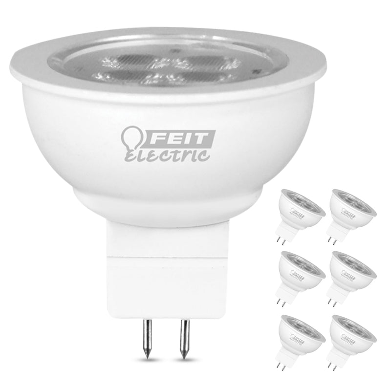Feit Electric LED MR16 Halogen Bulb, 20W Equivalent, GU5.3 Bi-Pin Base, Non-Dimmable, 250 Lumens, 3000K Warm White, Track Light Bulbs for Landscaping, 22-Year Lifetime, BPLVBAB/830CA/6, 6 Pack 20-Watt LED