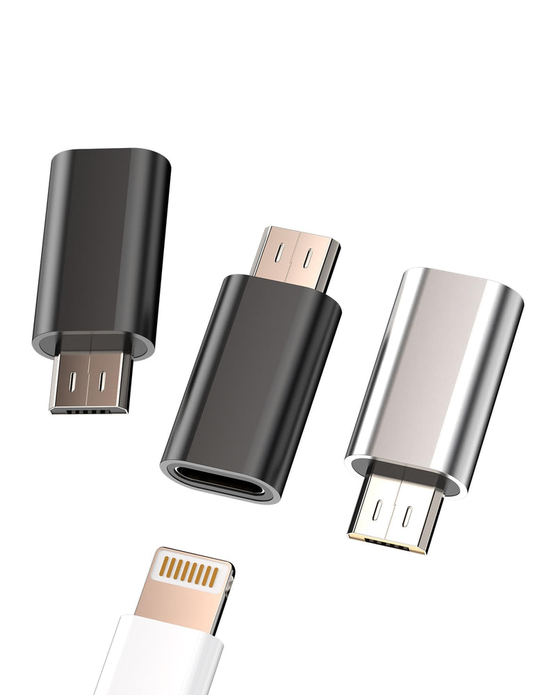 Lightning to Micro USB Charging Adapter(3 Pack) for iPhone Micro USB Female Jack Android Phone Data Cable Compatible with Samsung Galaxy S6 S7 Edge+ S7Active Note5 to-mc