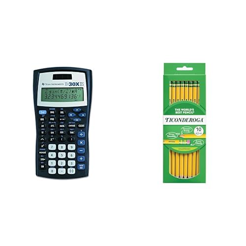 Texas Instruments Scientific Calculator, Ticonderoga Pencils, and Sharpie Highlighters 12 Count Assorted Chisel Tip Pocket Style Fluorescent Highlighters Bundle