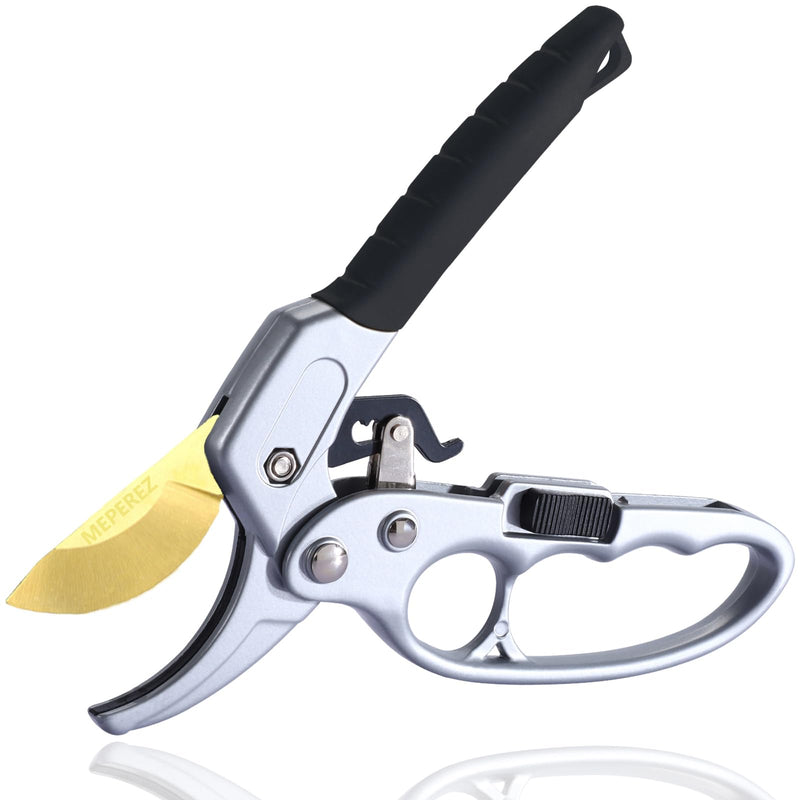 Ultra Sharp Germany Titanium Steel Pruning Shears - Cuts 3X Easier, Weak Hand Arthritis Snips, Rust-Resistant, Effortlessly 1-Inch Cut Capacity Garden Scissors, Ergonomic Handle Titanium -Black