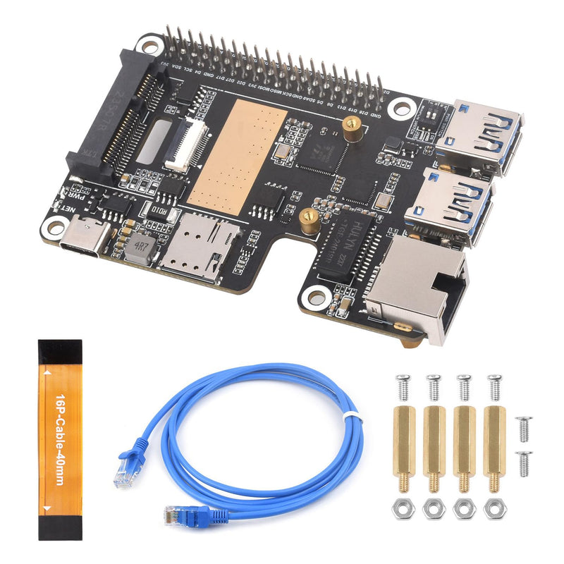 Waveshare PCIe to MiniPCIe/Gigabit Ethernet/USB 3.2 Gen1 HAT, Compatible with Raspberry Pi 5, Supports MiniPCIe Interface 4G Module, High-Speed Networking, Multiple OS Support