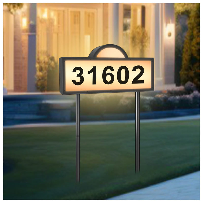 Solar Address Numbers for House, Lighted House Numbers with Cool Light & Warm Light, Solar Address Sign for Yard, IP65 Waterproof Address Plaque Wall Mounted & in Ground