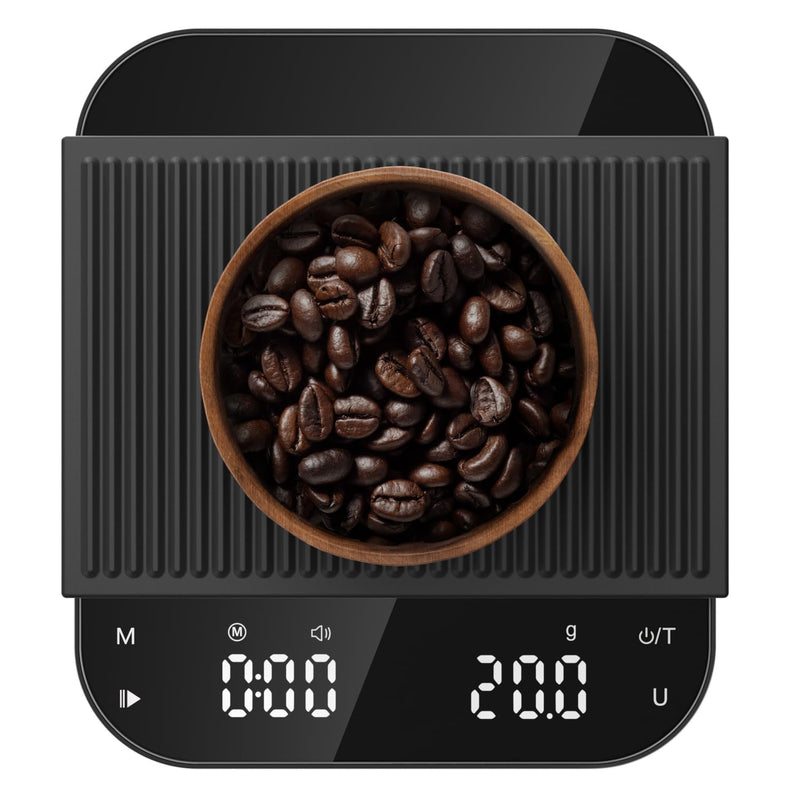 Ultrean 5.9" Coffee Scale, Rechargeable Coffee Scale with Timer, 3kg/0.1g Accuracy for Pour Over and Drip Coffee, Portable Digital Kitchen Scale with Automatic Timing, LCD Display