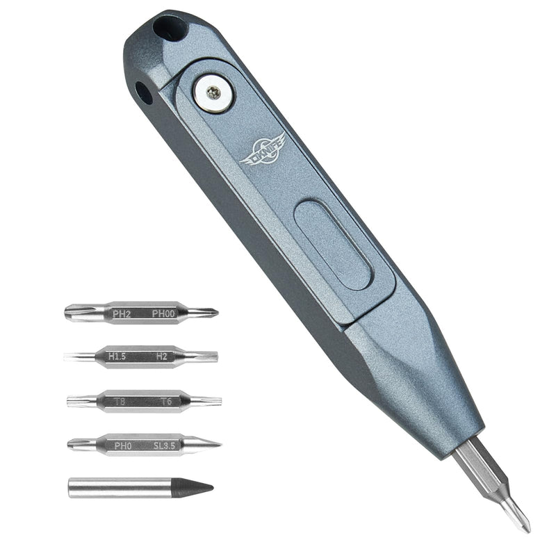 OKNIFE Otacle D1 Mini Precision Screwdriver Set, 9 in 1 EDC Multi Bit Pocket Screwdriver, Industrial S2 Steel Magnetic Bits for Work or Daily Use Aluminum-grey