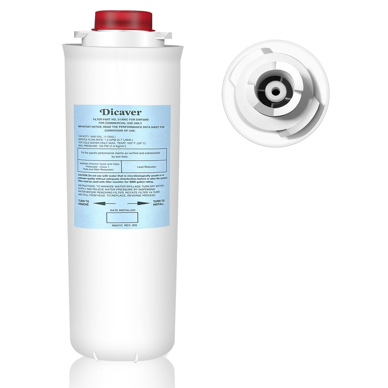 51300C Water Filter, Replacement for Elkay 51300C EWF3000 Filters By NSF/ANSI 42 Certified, Compatible with Ezh2o Filter Replacement Bottle Stations, High Capacity Filter 3000 Gallon (No Chip) Pack of 1 11-3/5 in