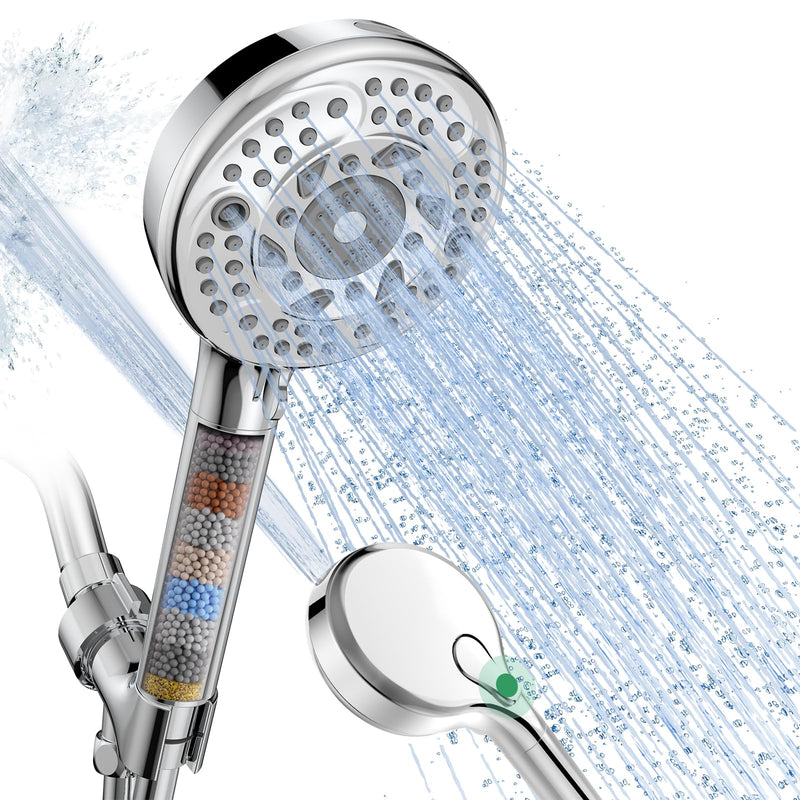 SunCleanse Filtered Shower Head with Handheld, 9-Spray Setting Detachable Showerhead with Filters, Shower Head for Hard Water - Filtered Chlorine, Improve Skin and Hair Texture, Chrome 9 Mode(With Filter)