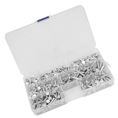 350pcs Flat Head Solid Rivets M4 Kit 4/6/8/10/12/16/20mm