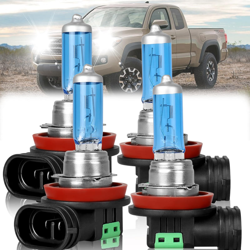  [AUSTRALIA] - Fit for Toyota Tacoma 2016 2017 2018 2019 2020 2021 2022 2023 Headlight Bulbs,H9/H11 High Beam + H11 Low Beam Halogen Headlight Bulbs Headlamp Replcement Bulb Kit,Plug and Play,Bright White for Toyota Tacoma 2016-2023(Hi&Lo beam)