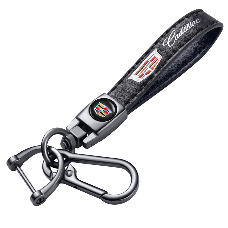 Genuine Leather Car Keychain Keyring Keychain Accessories Family Present(Black) Black-04