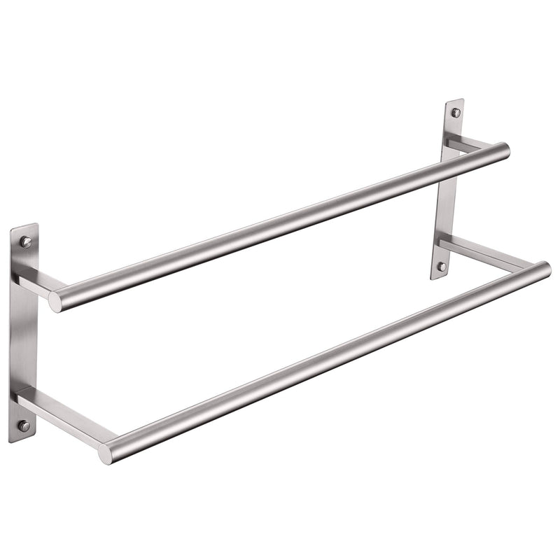 KOKOSIRI 24 Inch Bath Towel Bars Double Towel Racks Bathroom Towel Holder Towel Rails Towel Storage Towel Shelves Wall Mount Stainless Steel Brushed Nickel B5010BR-L24 24-Inch