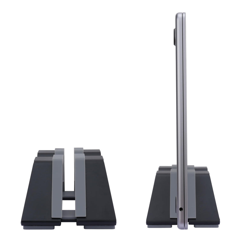 Adjustable Vertical Laptop Stand - Aluminum, Universal Fit for All Laptops (10-30mm Thickness) - Fashion Design, Adjustable Width, Anti-Slip & Scratch-Resistant, Patented Design 1 Slot (For 1 device) Black