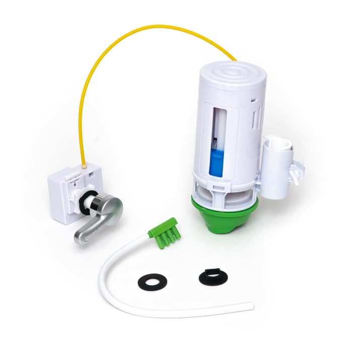 FLUSH -N-SAV 2 - Inch Dual Flush Quick Connect Valve Conversion Kit W/Handle & Overflow Water Conserver, Eliminates The Use Of Leaky Flapper & Chain, Includes 2 Flushing Options. Standard Handle