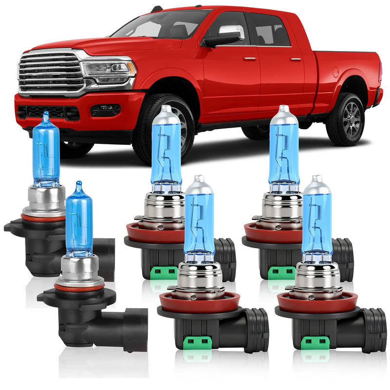  [AUSTRALIA] - Fit For Honda CR-V CRV 2015-2022 Headlight Bulbs, 9005 High Beam, H11 Low Beam & Fog light, 5000K White, Pack of 6 (For Ram 1500 2500 3500 2019-2022) For Ram 1500 2500 3500 2019-2022