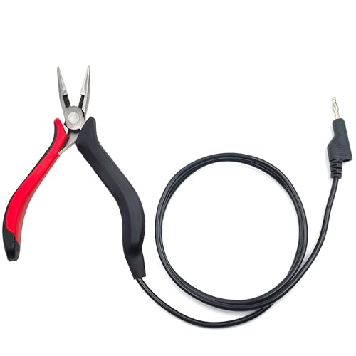 Grounded Plier, Precise Control Unleash Unrivaled Precision for Fine Chain Welding, 3ft Cable Secure Connection, Red, Ideal for Permanent Jewelry Fine Chain Welding