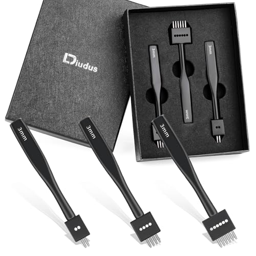 Leather Hole Punch Black Hole Punch Tool 3mm 2/4/6 Lacing Stitching Punches 2/4/6 Prong Black-3mm