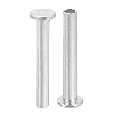 uxcell 100Pcs Semi Tubular Rivets, 5mm x 35mm Aluminum Round Flat Head Semi-Tubular Rivet Metal Stud Rivet for Industry Household Repairing Fastening, Silver 100