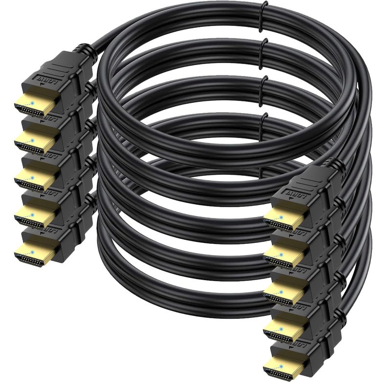 10 FT HDMI Cable 4K, 5-Pack HDMI Computer TV Cord 10FT, Gold-Plated HDMI 2.0 Cable 4K@60Hz,2k 120/165Hz ARC & CL3 Rated, HDCP 2.2, 3D HDR| for PC ,Monitor,TV,Switch, AV Devices, PS4/5, Xbox, Soundbar 10 ft Black