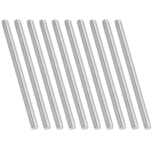PATIKIL 3/8"-16 UNC 304 Stainless Steel Fully Threaded Rod, 10Pcs 5.5" Length Long Threaded Screw Right Hand Threads All Threaded Rod Studs for Anchoring Bolt, Clamps, Hangers and U-Bolts 3/8"-16 x 5.5"