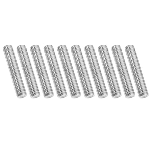 PATIKIL 1/2"-13 UNC 304 Stainless Steel Fully Threaded Rod, 10Pcs 3" Length Long Threaded Screw Right Hand Threads All Threaded Rod Studs for Anchoring Bolt, Clamps, Hangers and U-Bolts 1/2"-13 x 3"