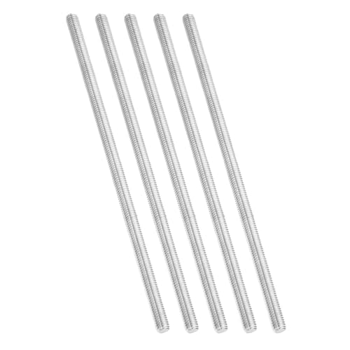 PATIKIL 3/8"-16 UNC 304 Stainless Steel Fully Threaded Rod, 5Pcs 10" Length Long Threaded Screw Right Hand Threads All Threaded Rod Studs for Anchoring Bolt, Clamps, Hangers and U-Bolts 3/8"-16 x 10"