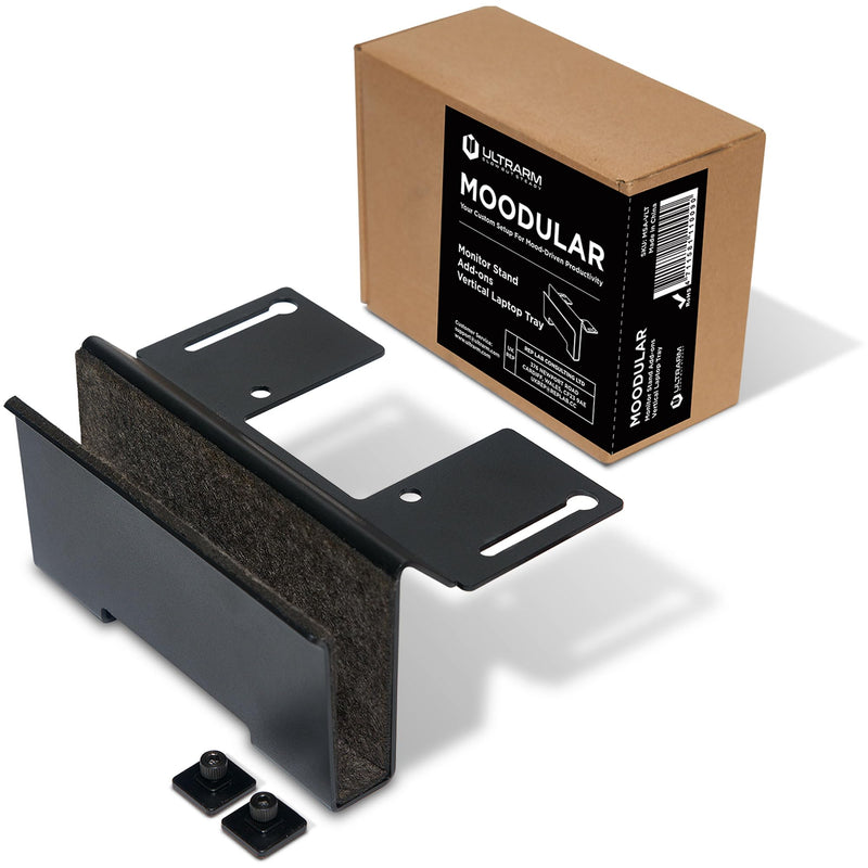Moodular Add-ons Vertical Laptop Tray [Accessory Only - Requires Moodular Wooden Monitor Stand Slide Rails for Use] Black MSA-VLT 09 Add-on Vertical Laptop Tray
