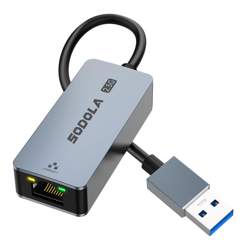 Sodola USB to Ethernet Adapter 2.5Gb, Ethernet Adapter for Laptop, Aluminum, USB 3.0 to RJ45 Network Internet LAN Adapter, Compatible for NAS,Laptop,Tablet, PC Unter Windows 11/10/8, macOS USW SL-2.5GU