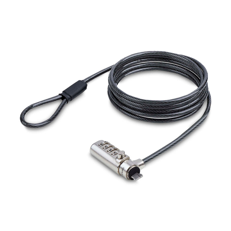 StarTech.com Slim Lock Nano Slot Compatible, 6.6ft (2m) Locking Cable, Desk Anti-Theft Security for Laptop/Notebook Computer Resettable Combination