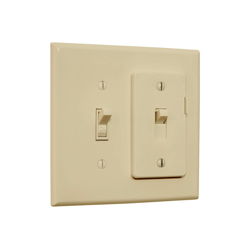 eLock Switch Guard for Toggle Switches | Child Proof Light Switch Lock with ON/OFF Push Button | Made in USA | Protect Devices, TV's, Security Camera, Gas Fireplace | Safety Cover | Ivory | 2 Pack 2 Count