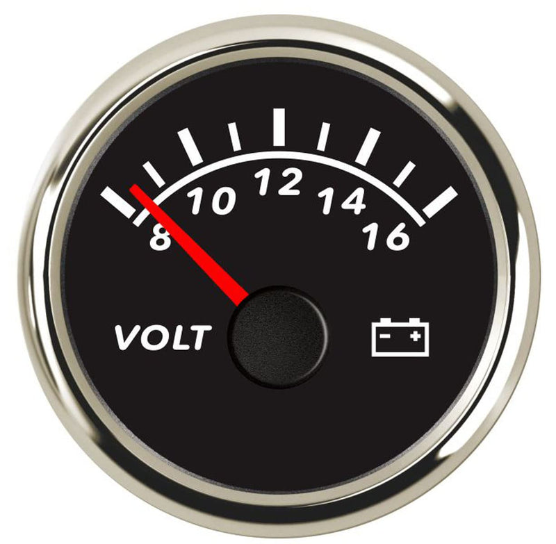 52mm Digital Voltmeter Universal Voltage Meter Volt Gauge for Motorcycle Marine Boat Car Truck 8-16V Waterproof with Red Backlight Silver
