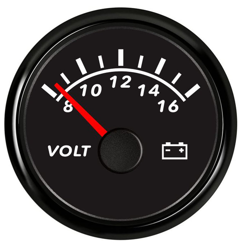 52mm Digital Voltmeter Universal Voltage Meter Volt Gauge for Motorcycle Marine Boat Car Truck 8-16V Waterproof with Red Backlight Waterproof Black