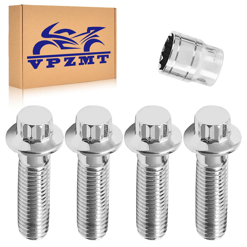 Front Brake Caliper Bolts, M10x1.5 Metric Bolt for 2004-2024 Harley Sportster 883 1200XL 48 72, Softail Dyna Touring Road Glide Road King Street Electra All Models, Includ Installation Tools (4) 4
