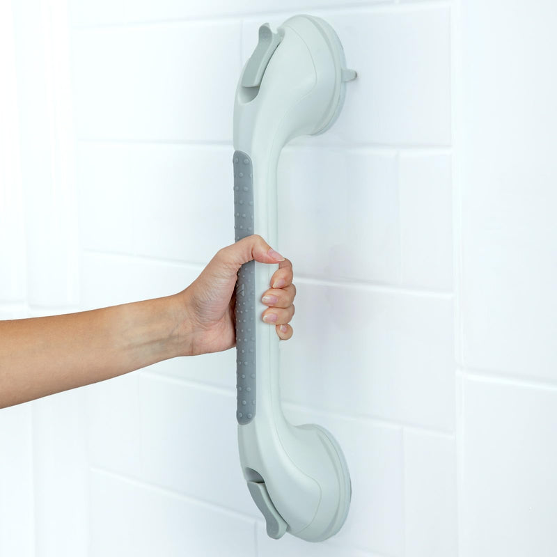 SlipX Solutions 17” Safe Grip Shower Grab Bar, Extra Long Suction Cup Handicap Grab Bars for Seniors, Heavy Duty PryLock Suction Cups for Bathtub, Bathroom Accessories No-drill No Tools Removeable (2) 2