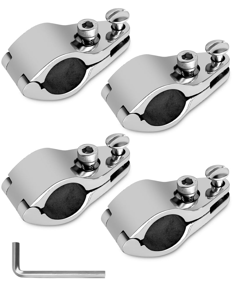 Bimini Top Jaw Slides for 7/8 Inch or 1 Inch Round Tubing, Heavy Duty Marine 316 Stainless Steel Bimini Top Hardware Fitting, External Eye End Top Hinged Jaw Slides 1''- B- 4PCS