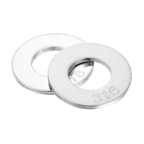 uxcell 100Pcs 3/8 Flat Washer, 316 Stainless Steel 0.406" ID x 0.812" OD x 0.065" Thick for Bolt Screw, Factories Repair, Kitchens, Shops, and Outdoor Construction, Silver 0.406" x 0.812" x 0.065" 100