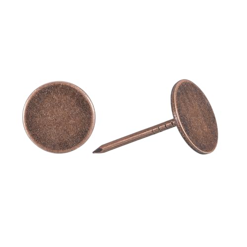 uxcell Upholstery Tacks Nail Pins Furniture, 100Pcs 19x30mm Thumb Tack Pins Assortment Kit Carbon Steel for Home Sofa DIY Decorative Nail Heads Nails, Red Bronze 100