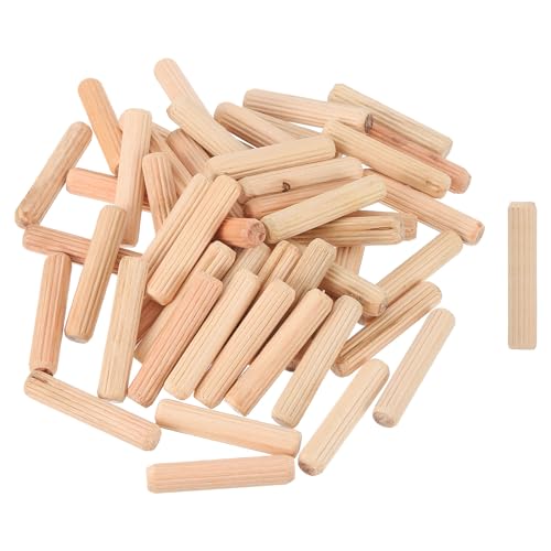 uxcell 500Pcs 1/3" x 1-4/7" Wooden Dowel Pins, Wood Dowels Rods, Furniture Woodworking Grooved Fluted Pin, Wooden Dowels Fluted for Craft, DIY Projects 8 x 40mm 500
