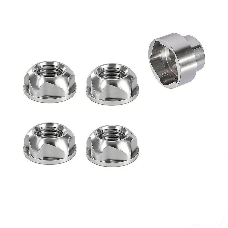 1/2-13 304 Stainless Steel Anti-Theft Locking Nuts 13TPI Security Hardware Kit for Mountain Bike Awning Car Accessories for Styling Light Bar Safety,(4 Lock+ 1 Key) 1/2-13
