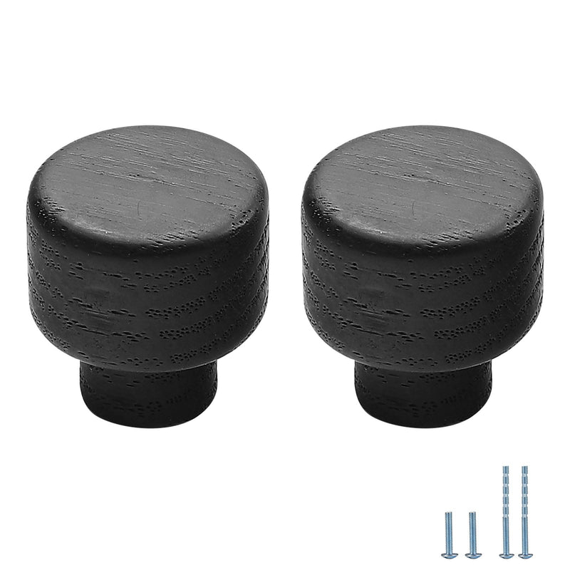 10 pcs Black Oak Round Chinese-Style Cute Cabinet Door Handles Cabinet Drawer Pulls Single-Hole Wardrobe Knobs Wooden Door 10